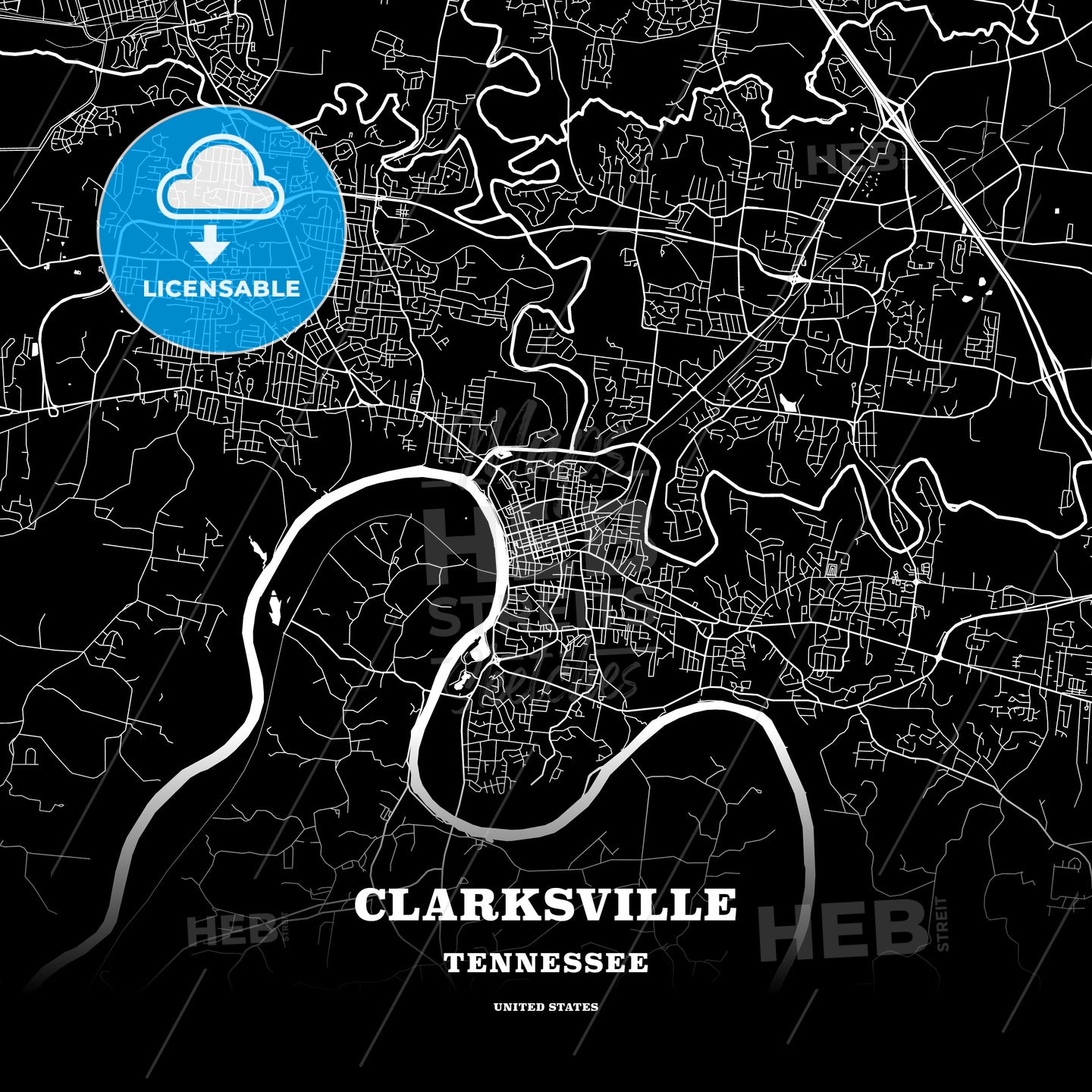 Clarksville, Tennessee, USA map