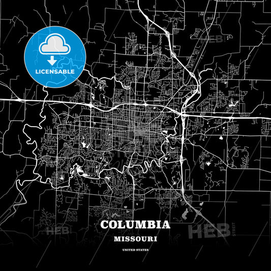 Columbia, Missouri, USA map