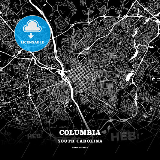 Columbia, South Carolina, USA map