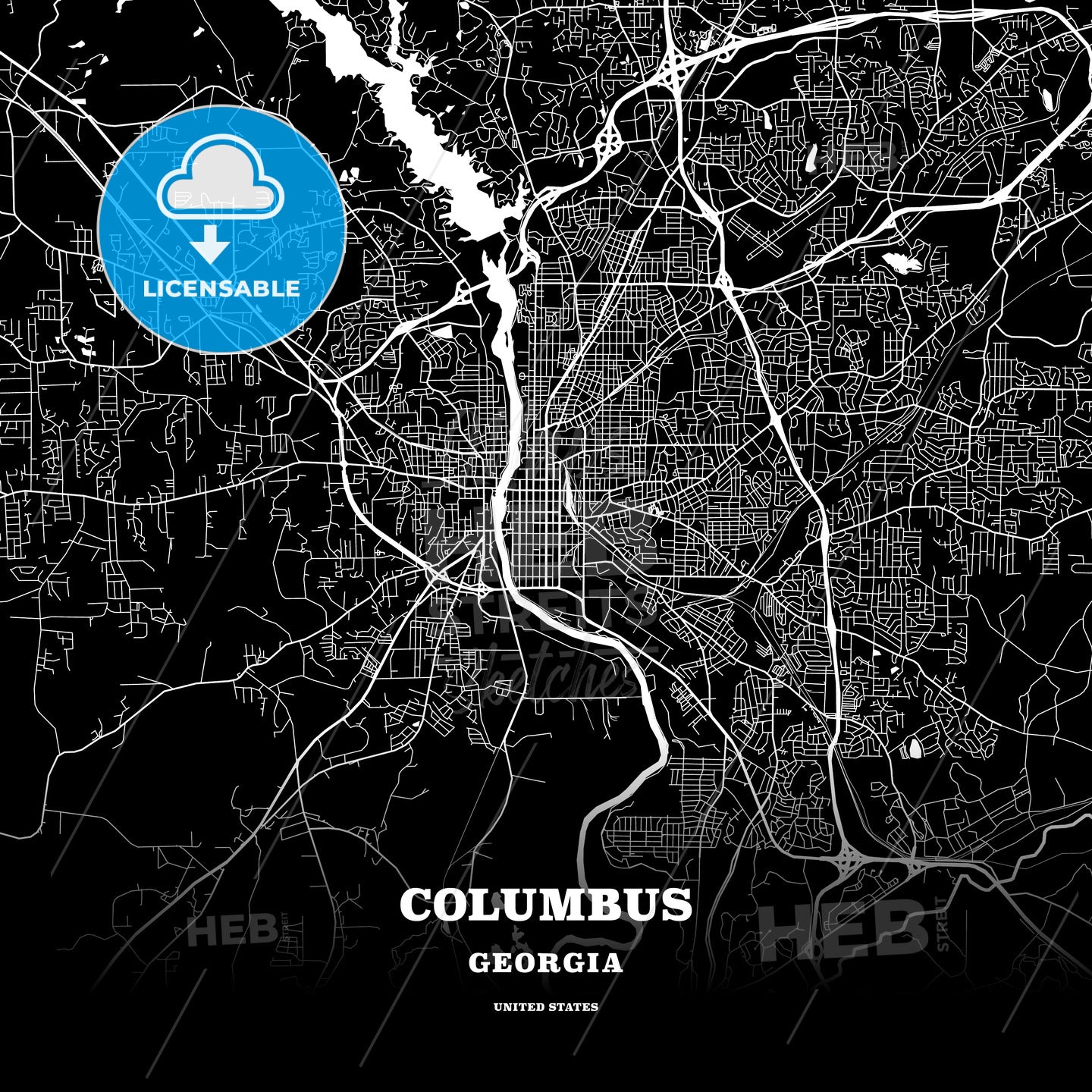 Columbus, Georgia, USA map
