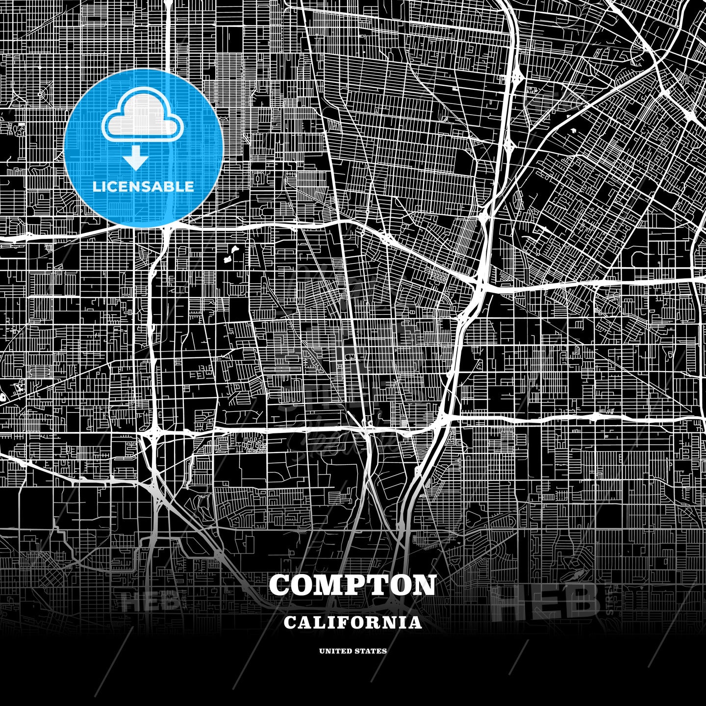 Compton, California, USA map