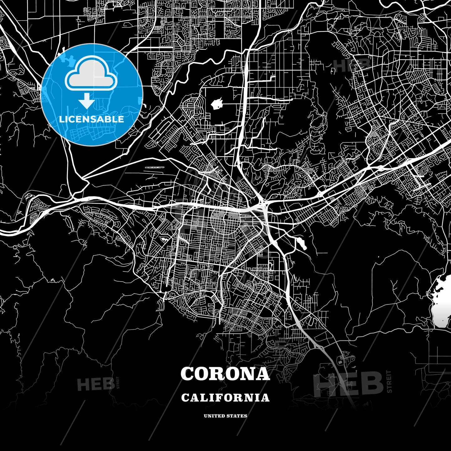Corona, California, USA map
