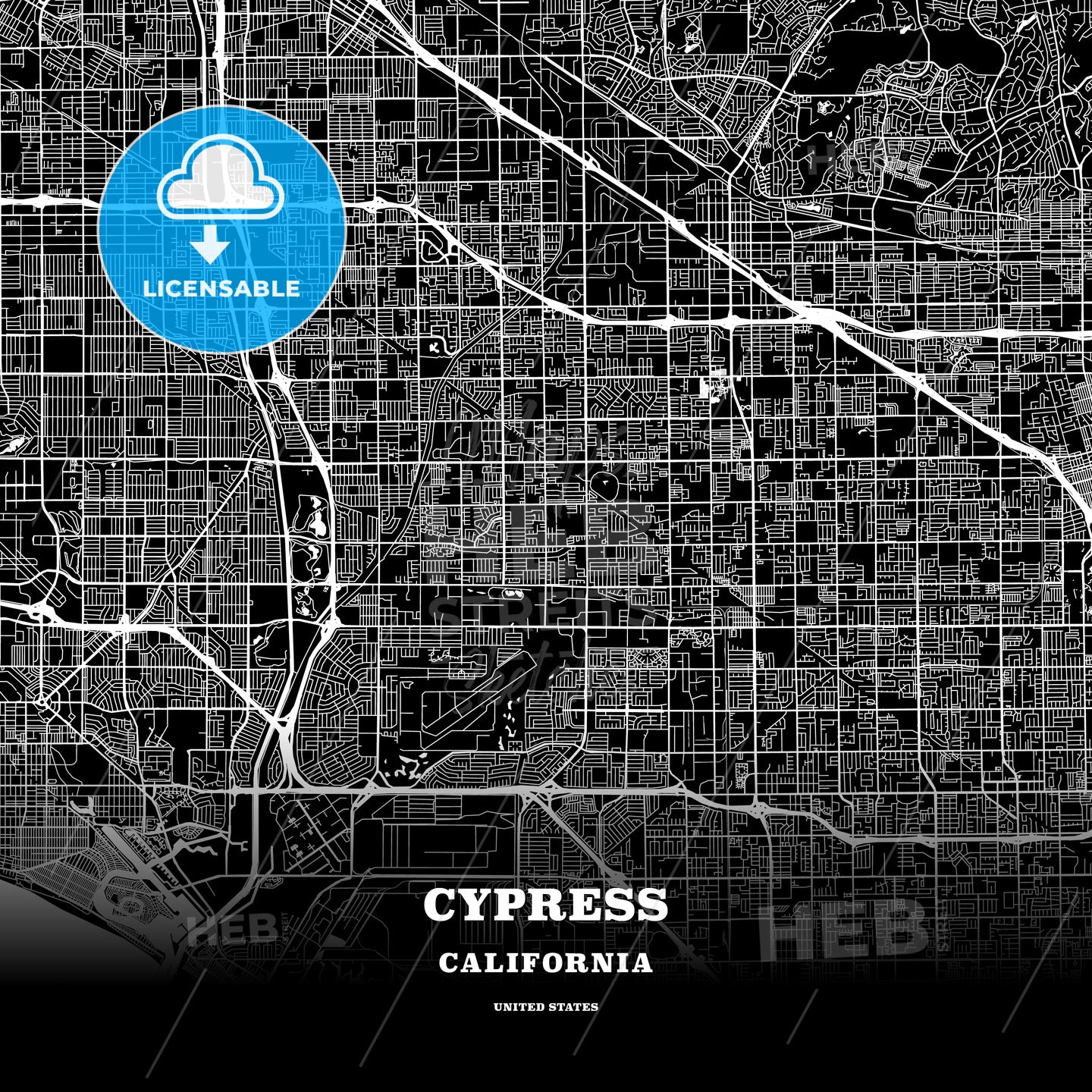 Cypress, California, USA map