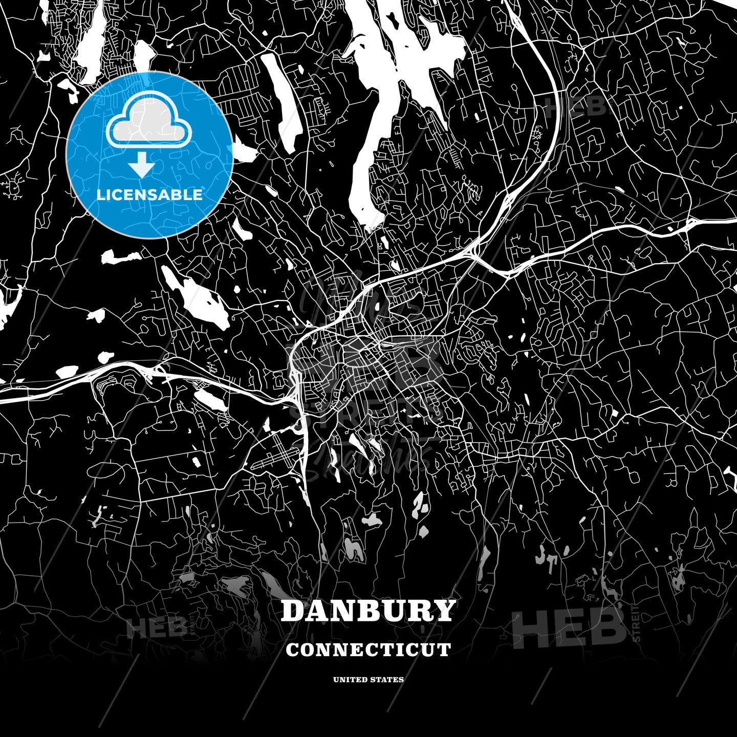 Danbury, Connecticut, USA map