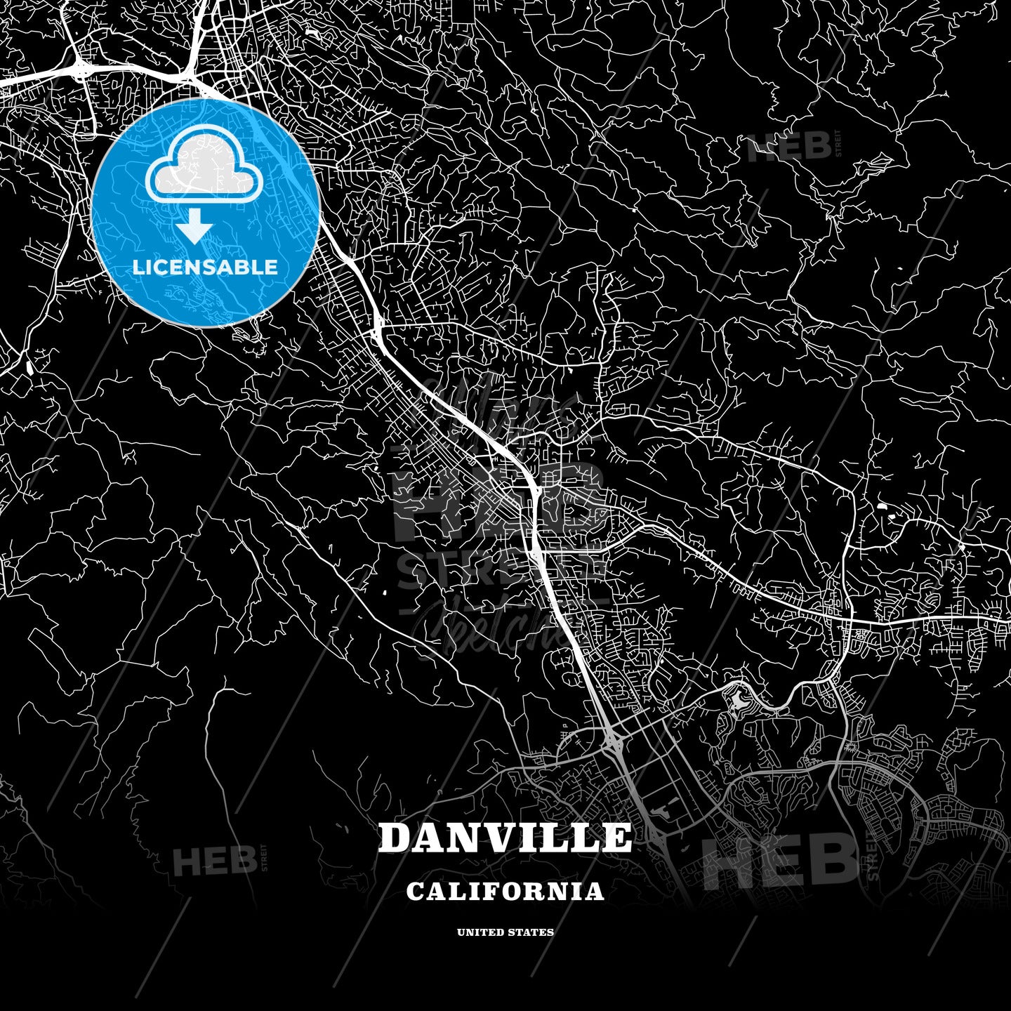 Danville, California, USA map