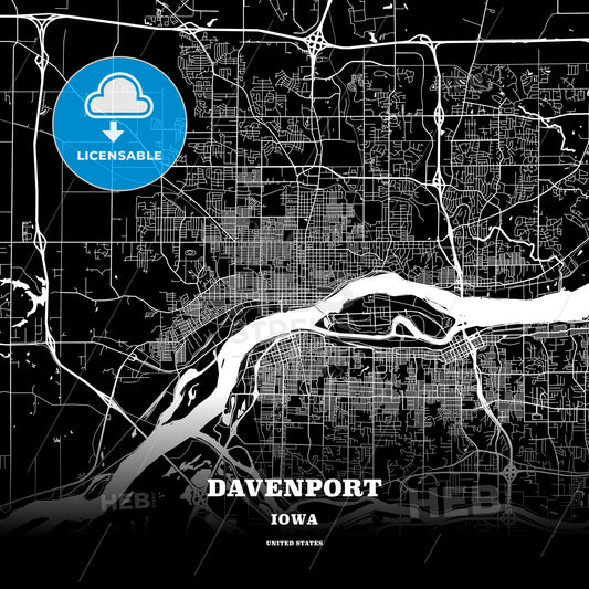 Davenport, Iowa, USA map