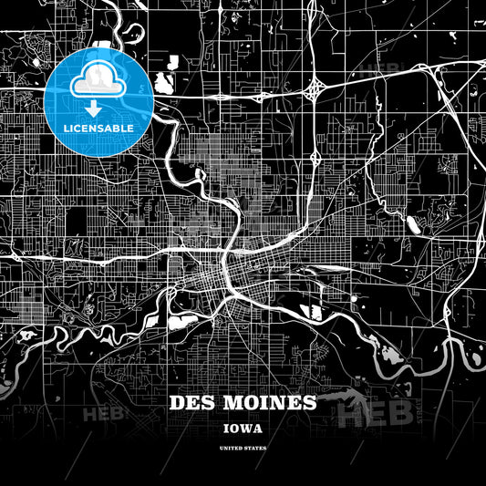 Des Moines, Iowa, USA map