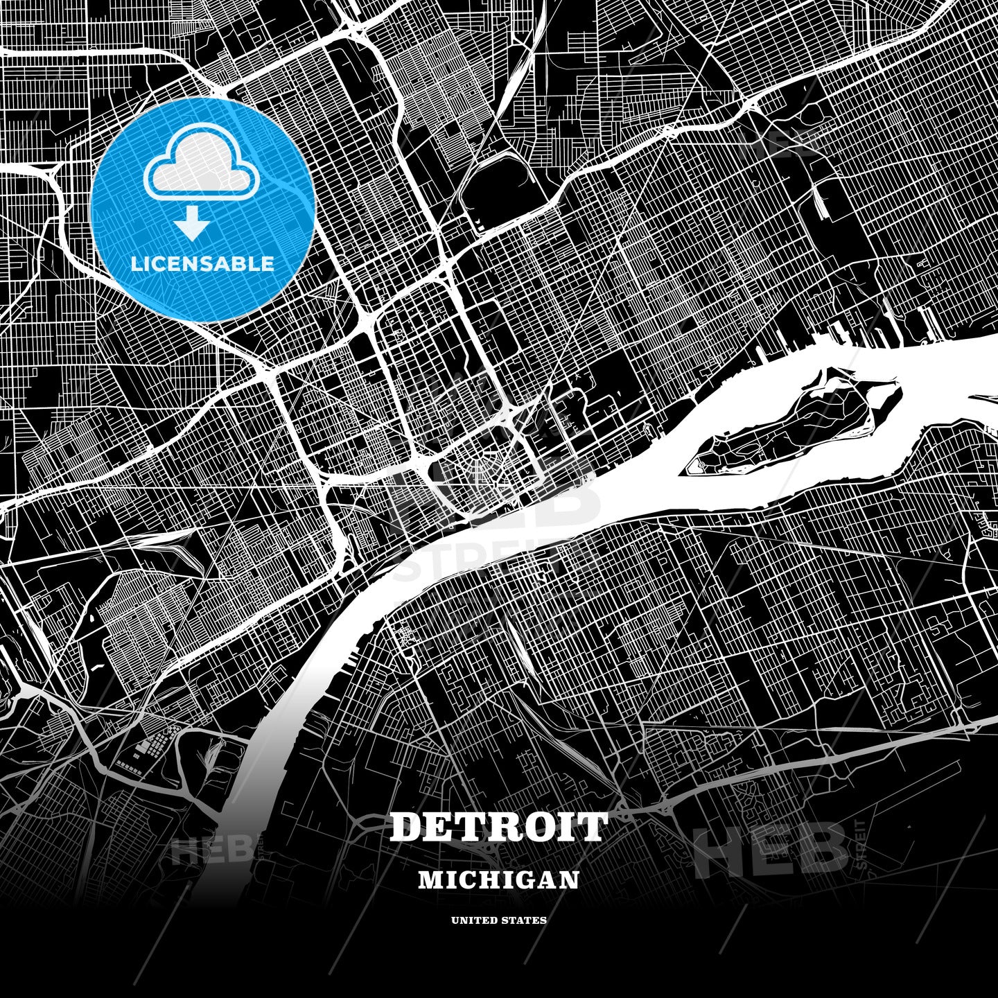 Detroit, Michigan, USA map