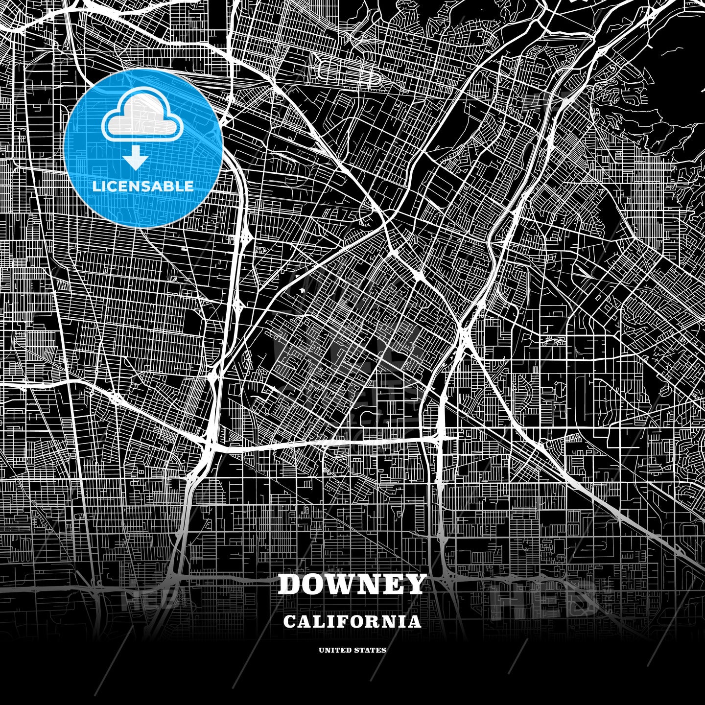 Downey, California, USA map