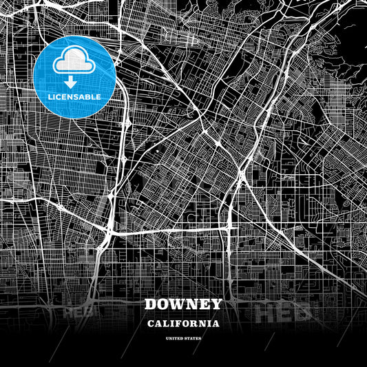 Downey, California, USA map