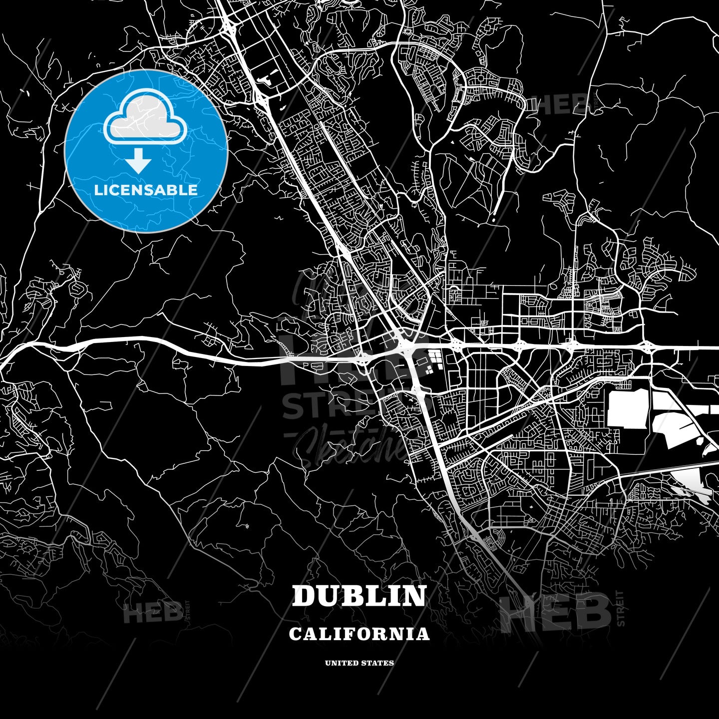 Dublin, California, USA map