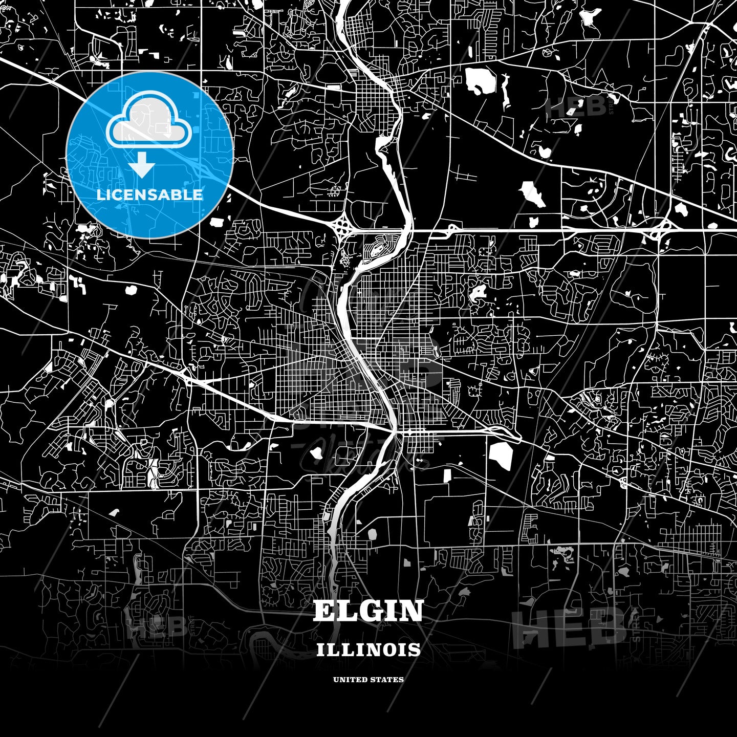 Elgin, Illinois, USA map