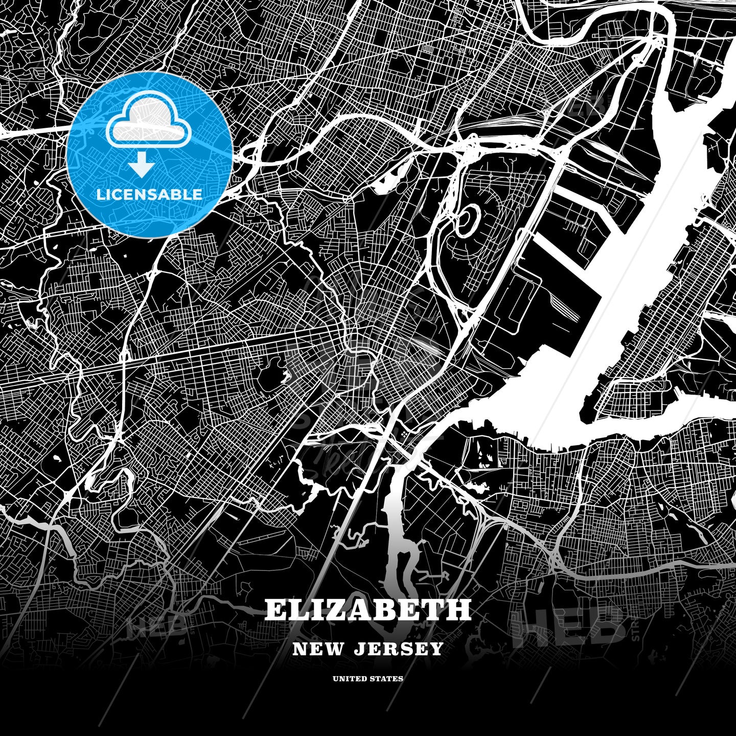Elizabeth, New Jersey, USA map
