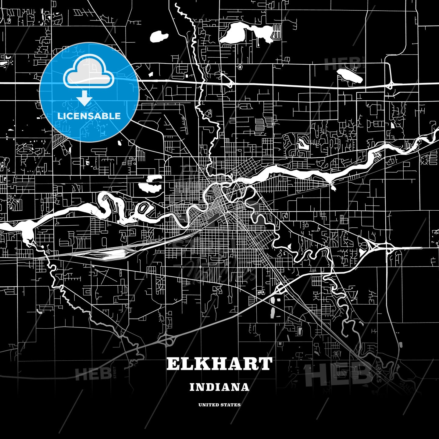 Elkhart, Indiana, USA map