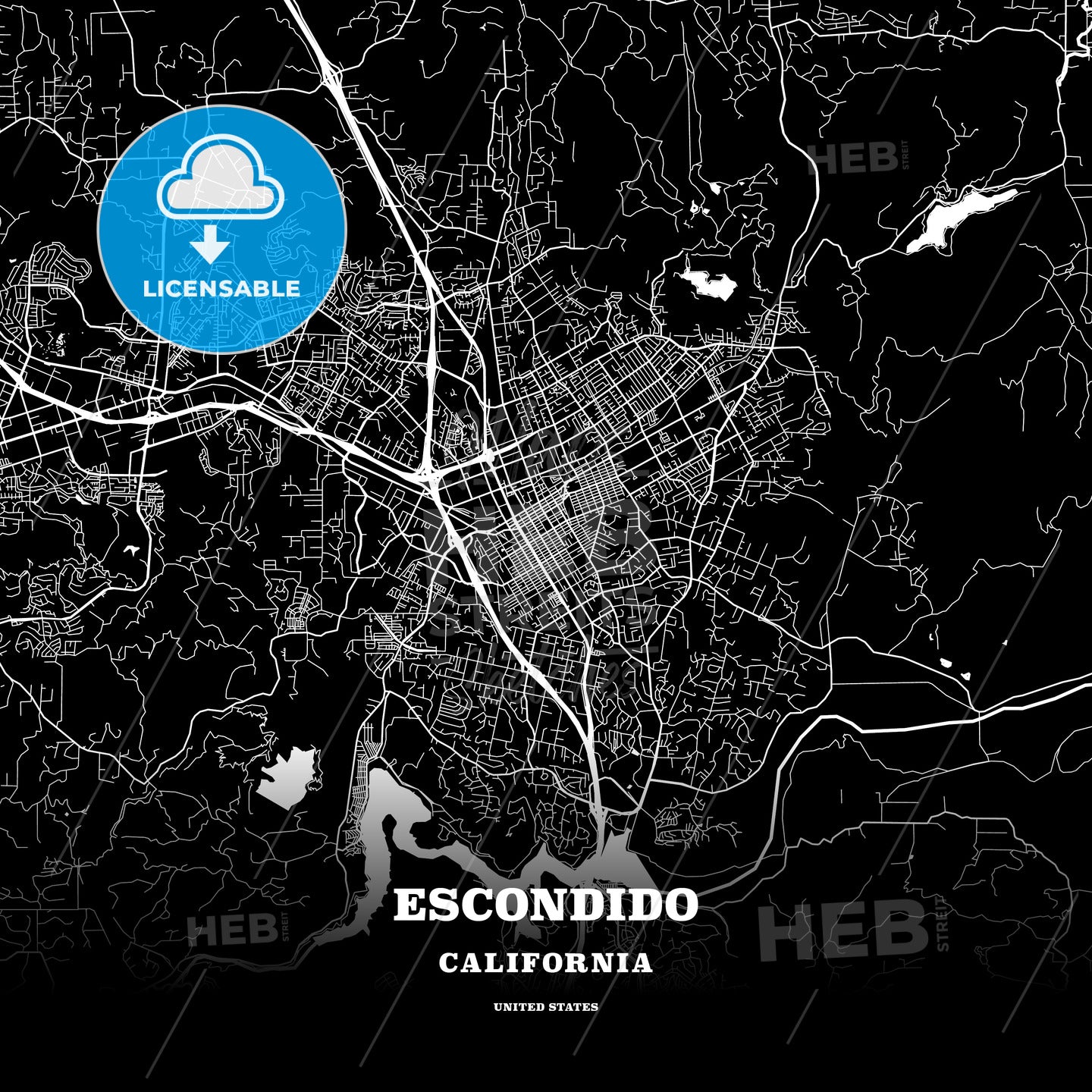 Escondido, California, USA map