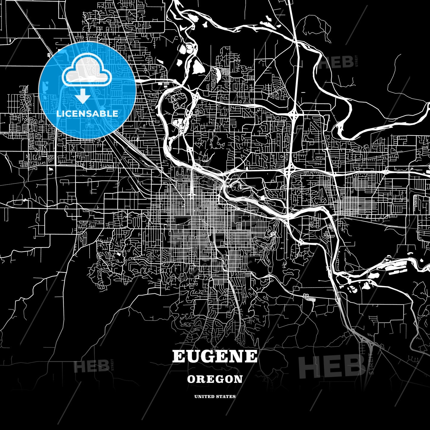 Eugene, Oregon, USA map