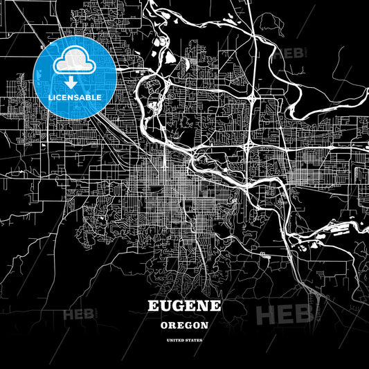 Eugene, Oregon, USA map