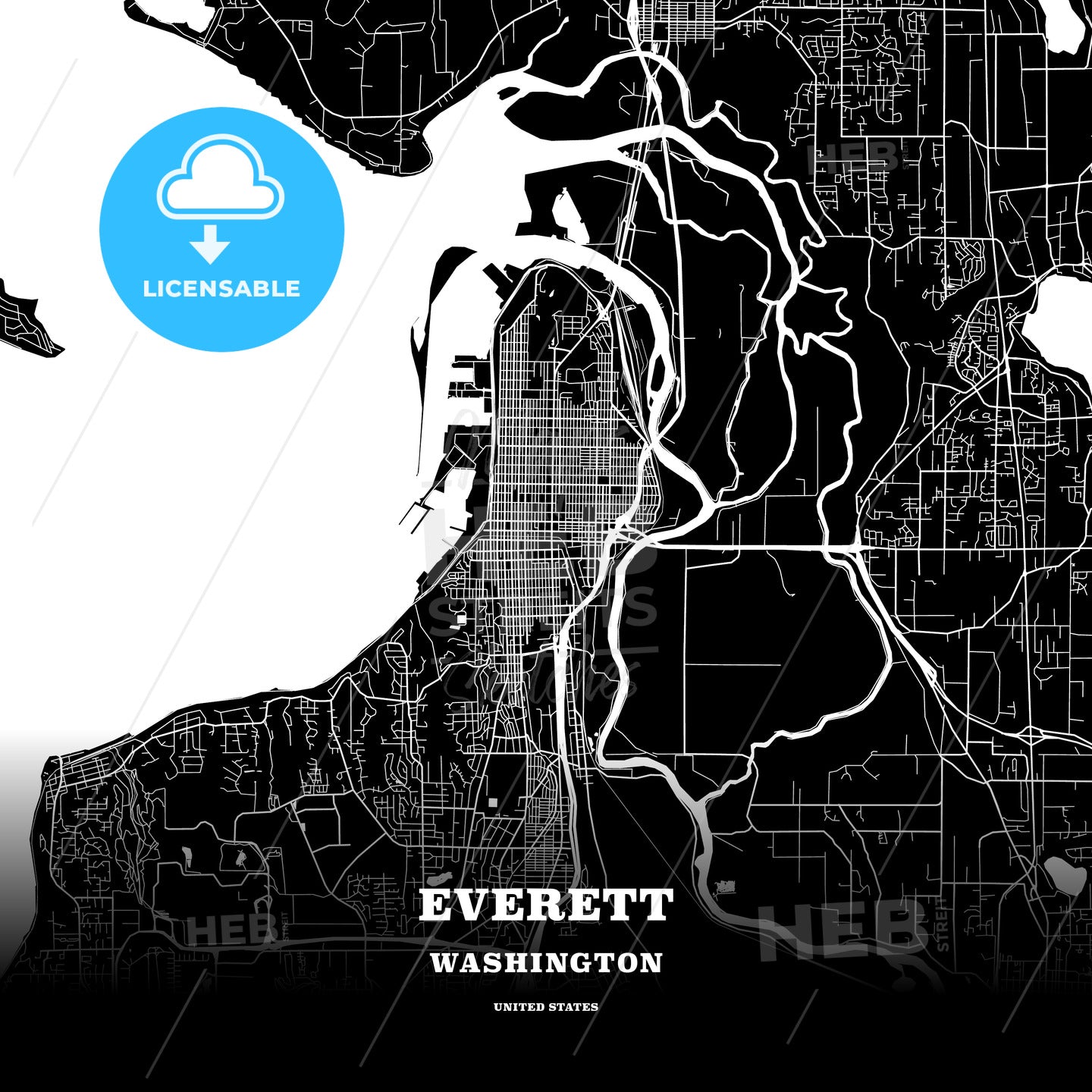Everett, Washington, USA map