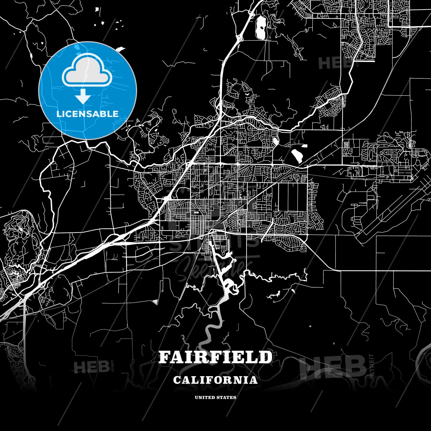 Fairfield, California, USA map