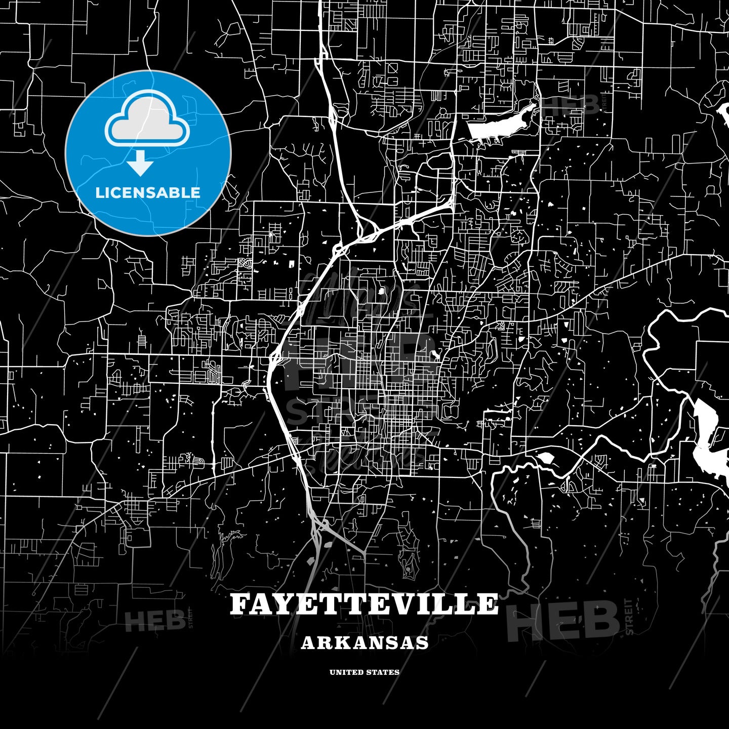 Fayetteville, Arkansas, USA map