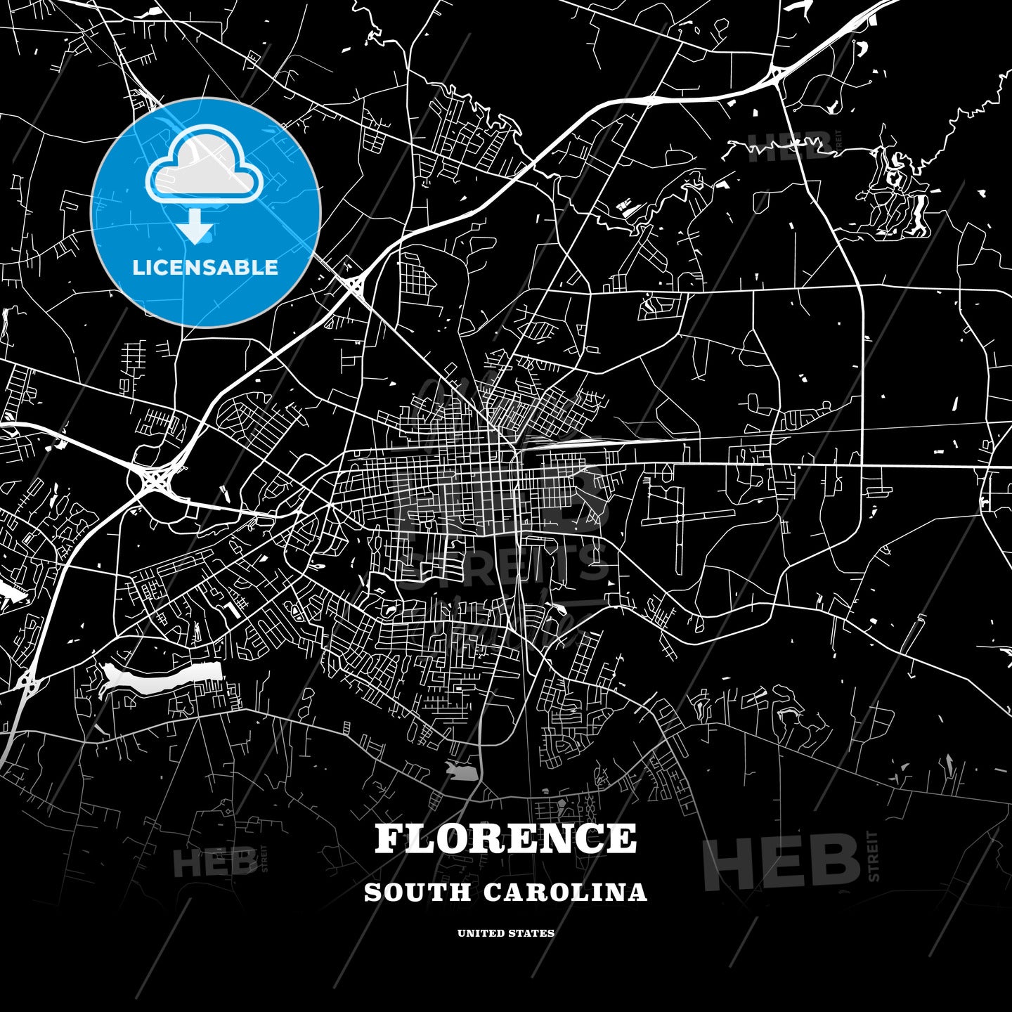 Florence, South Carolina, USA map