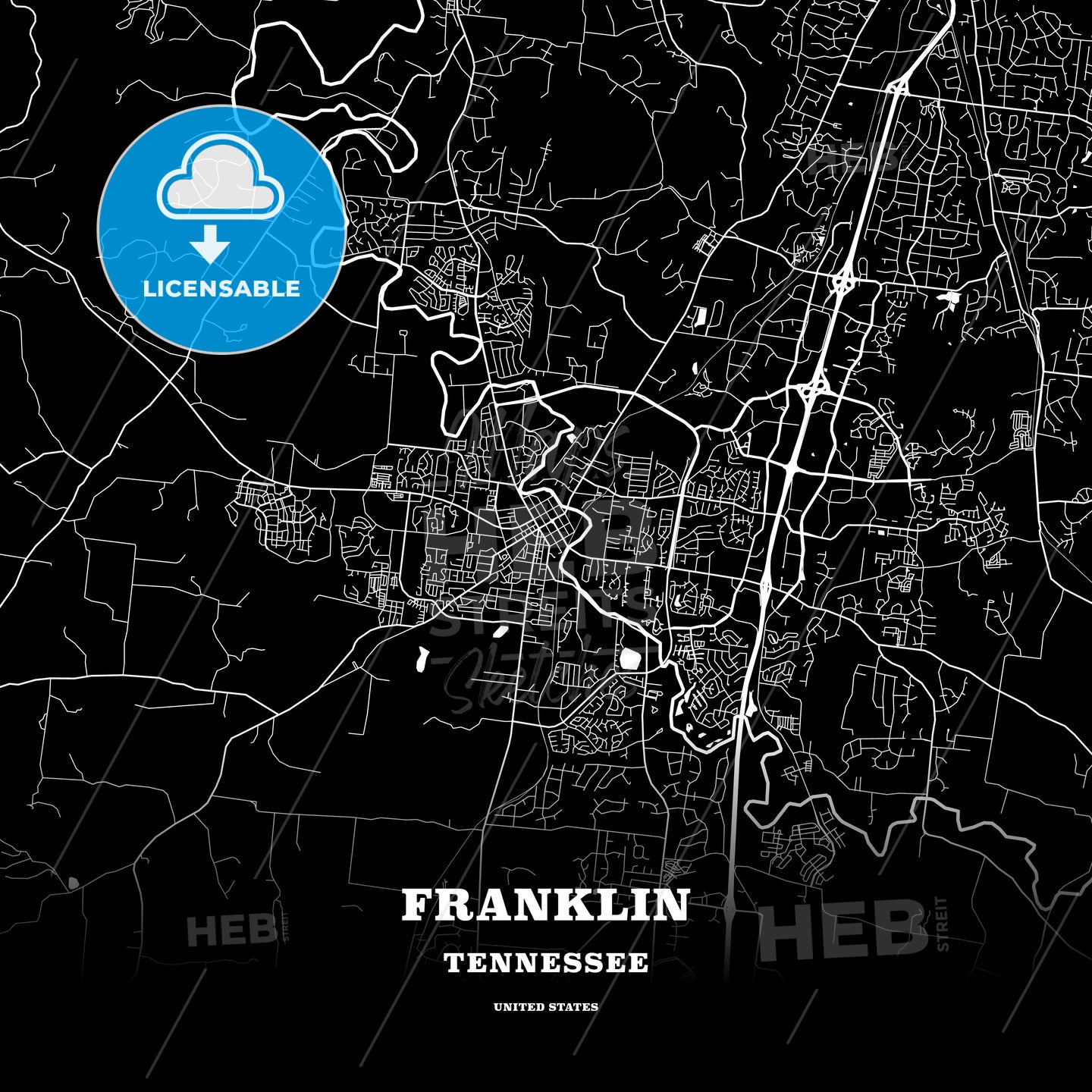 Franklin, Tennessee, USA map