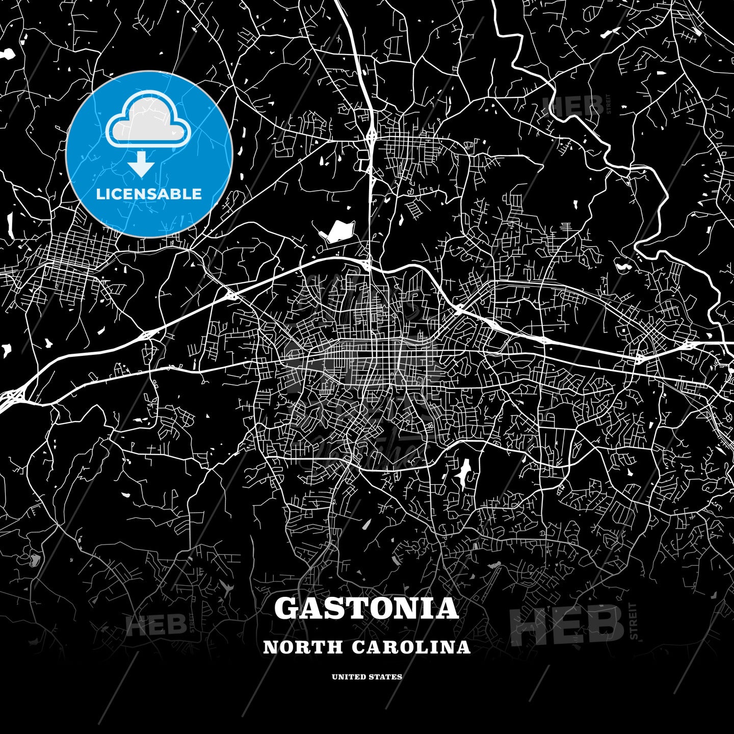 Gastonia, North Carolina, USA map
