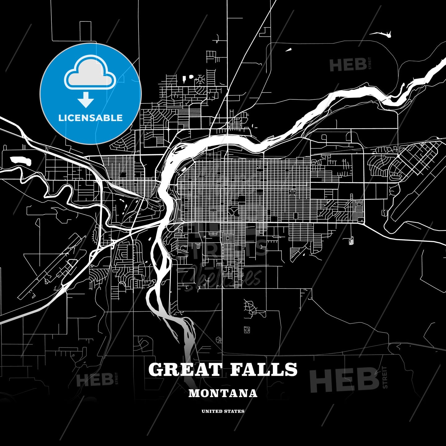 Great Falls, Montana, USA map