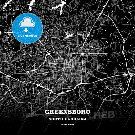 Greensboro, North Carolina, USA map