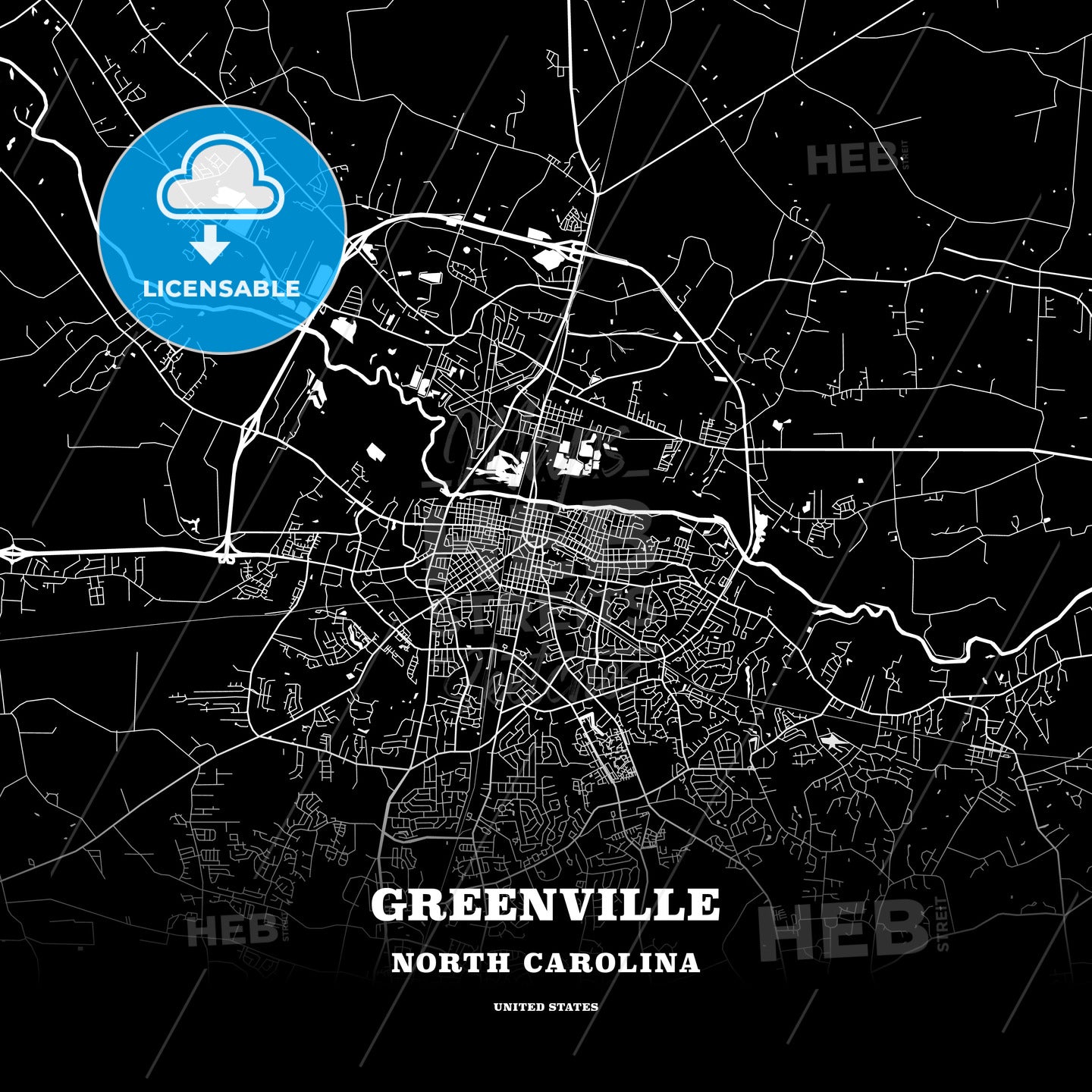 Greenville, North Carolina, USA map