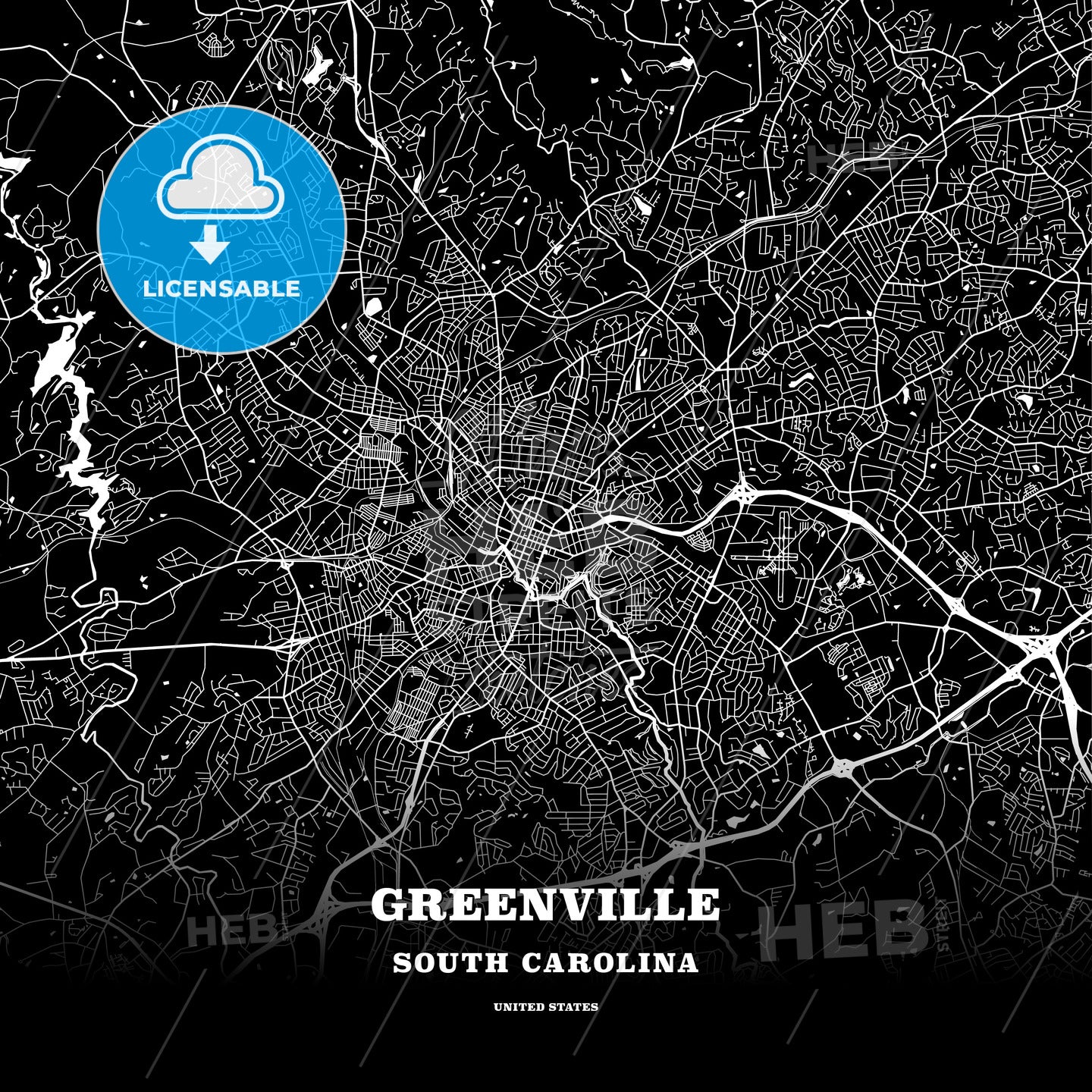 Greenville, South Carolina, USA map