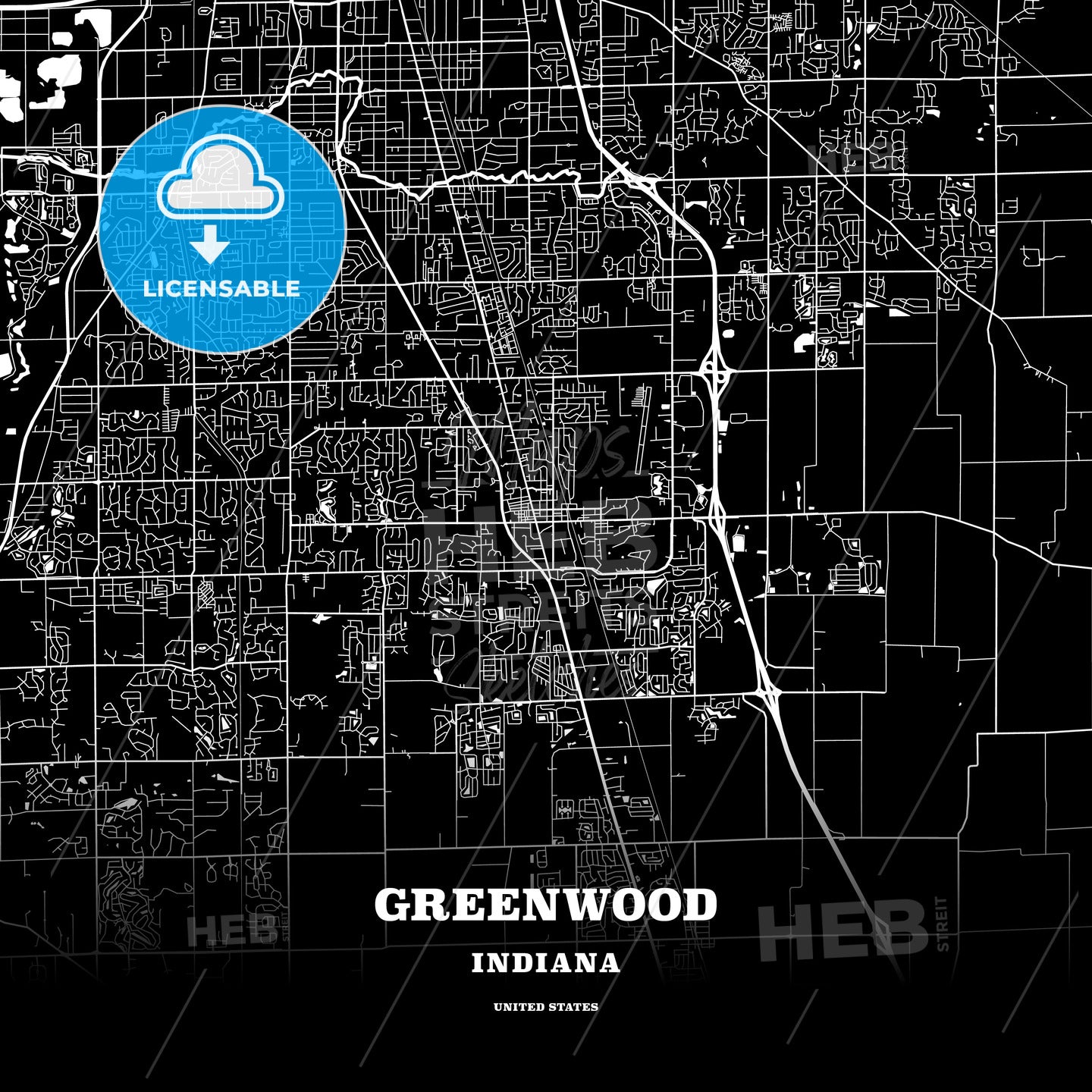 Greenwood, Indiana, USA map