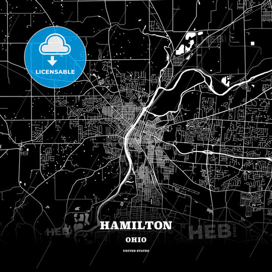 Hamilton, Ohio, USA map