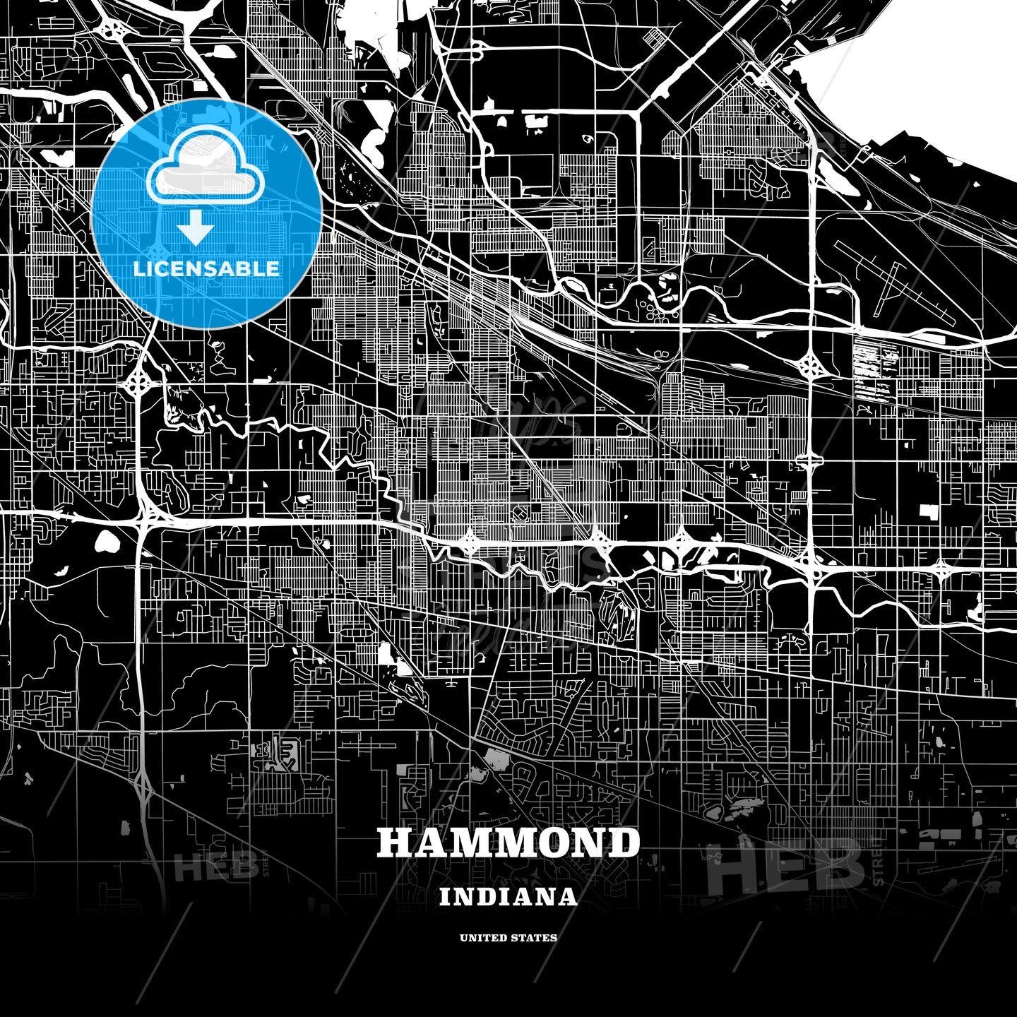 Hammond, Indiana, USA map