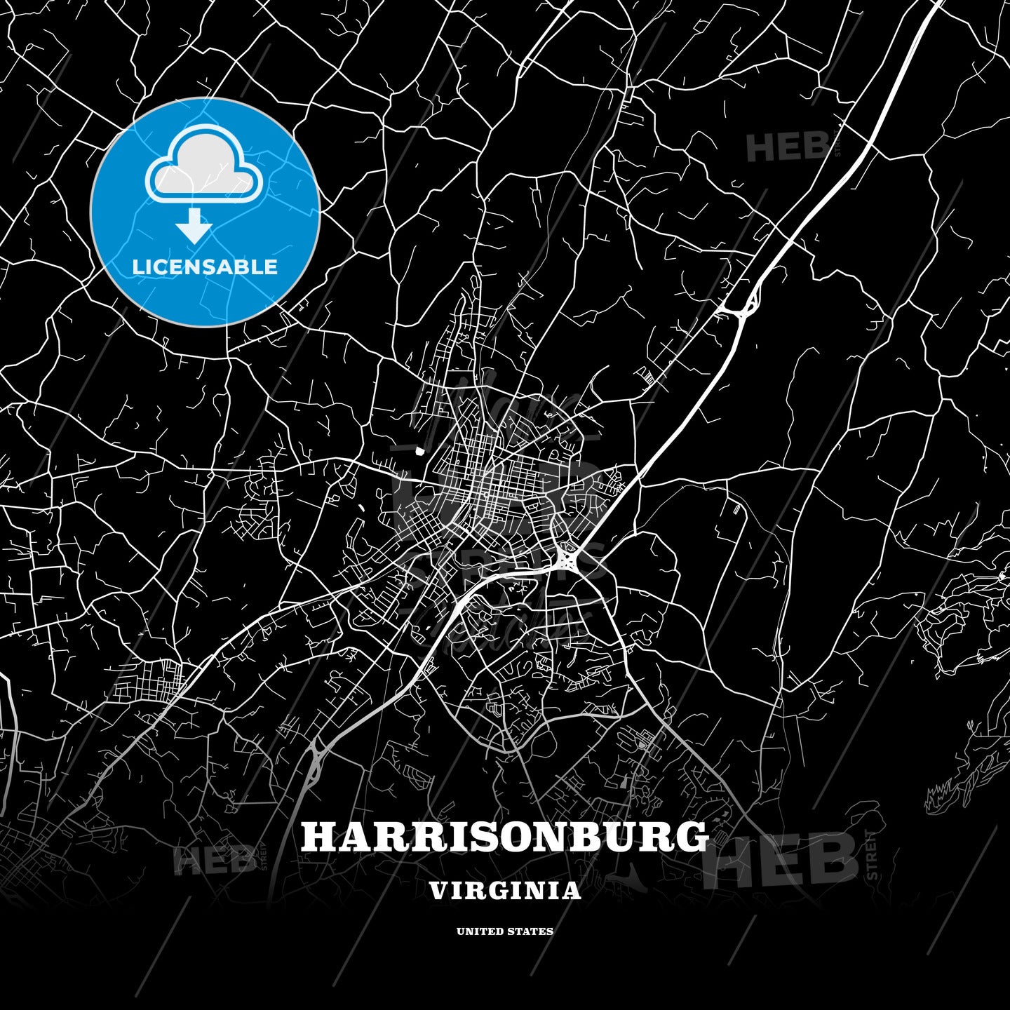 Harrisonburg, Virginia, USA map