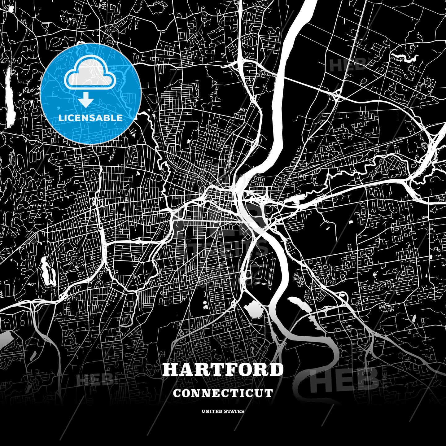 Hartford, Connecticut, USA map