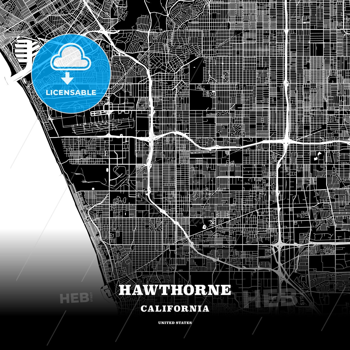 Hawthorne, California, USA map