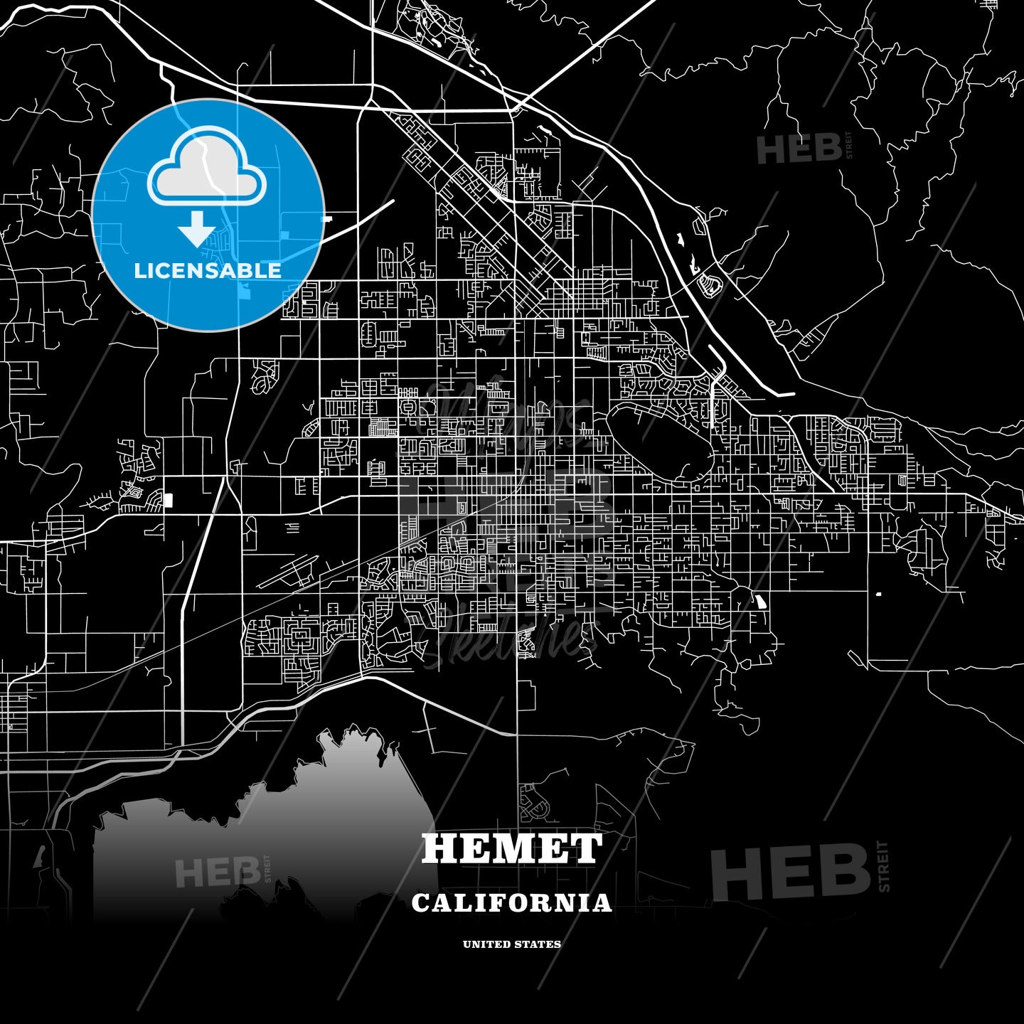 Hemet, California, USA map