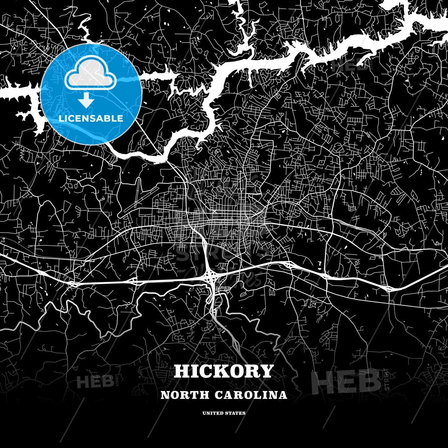 Hickory, North Carolina, USA map