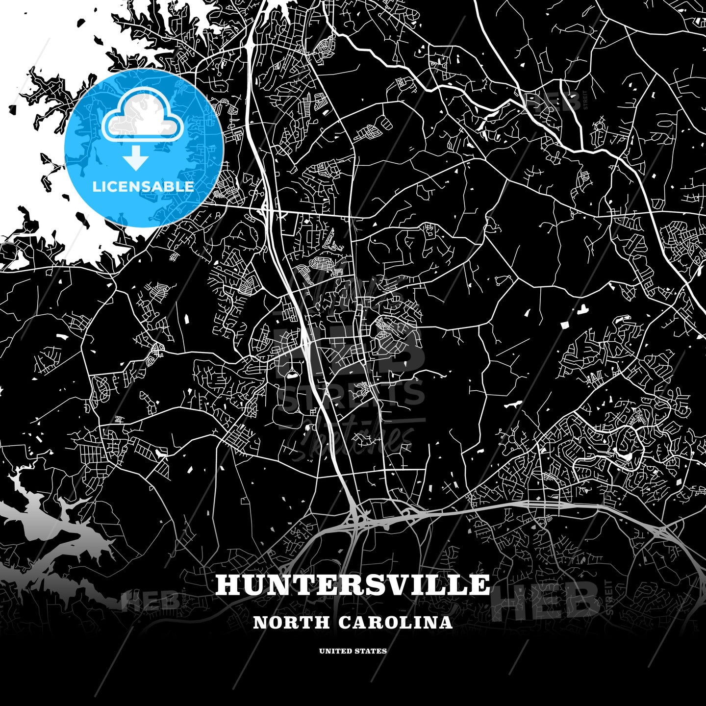 Huntersville, North Carolina, USA map