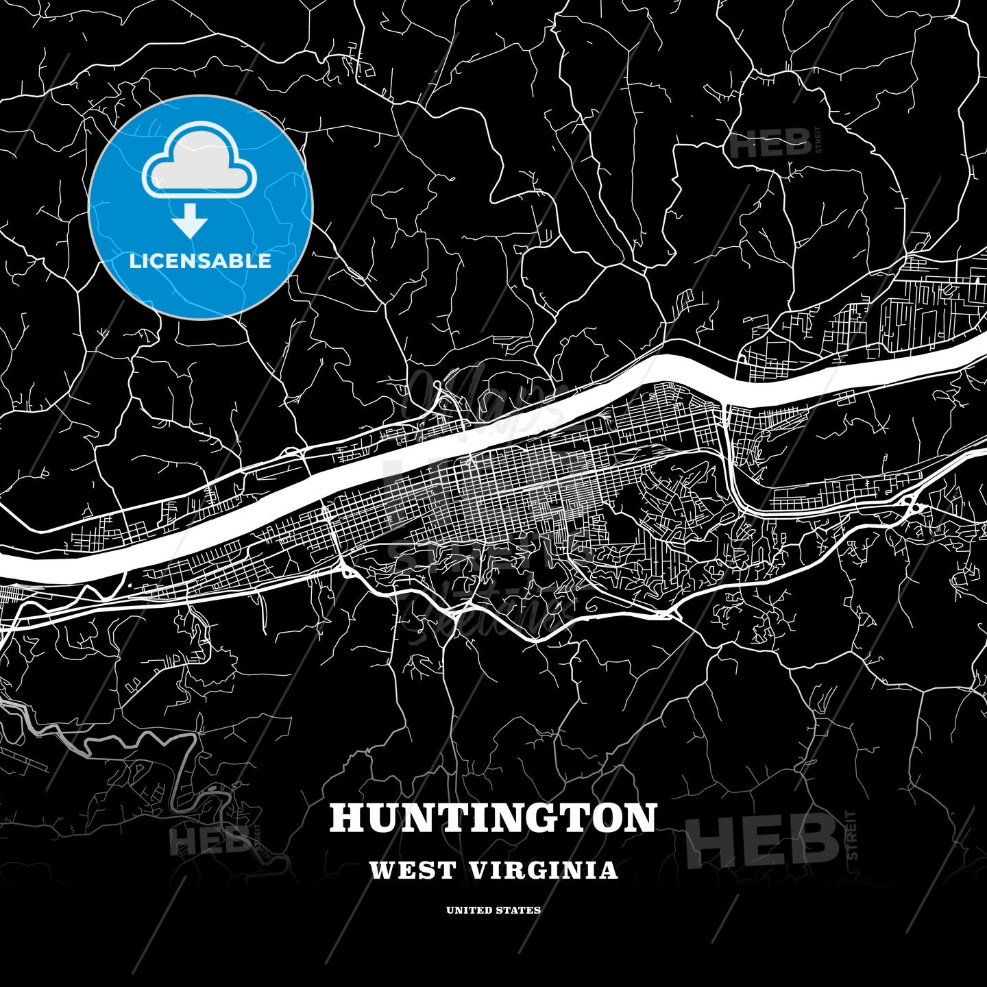 Huntington, West Virginia, USA map