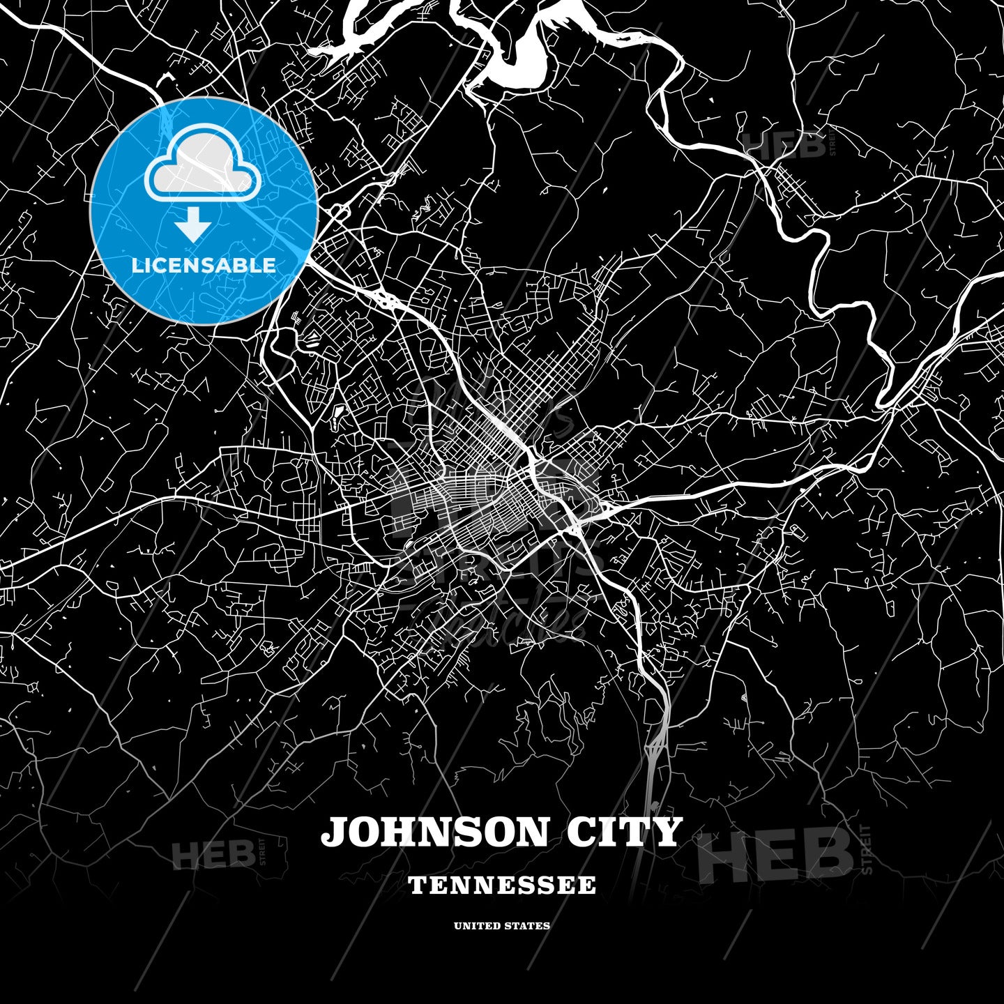 Johnson City, Tennessee, USA map