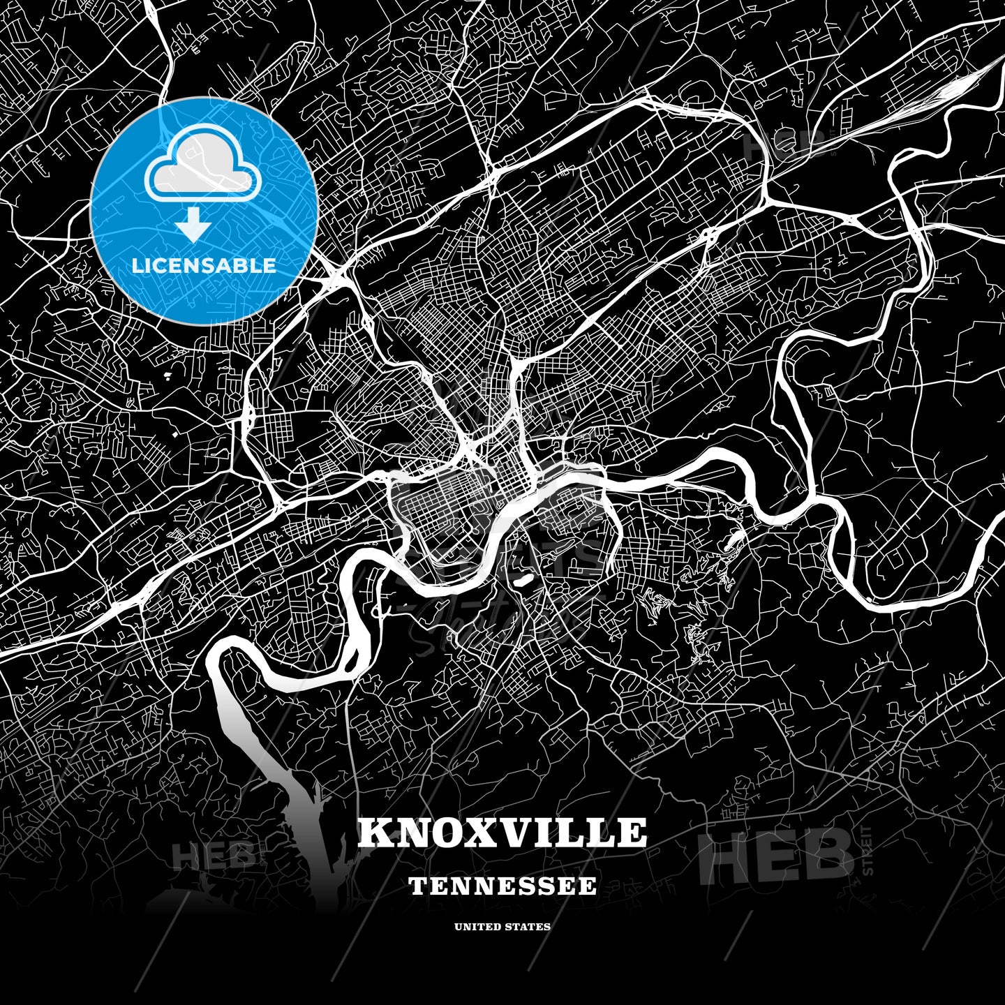 Knoxville, Tennessee, USA map
