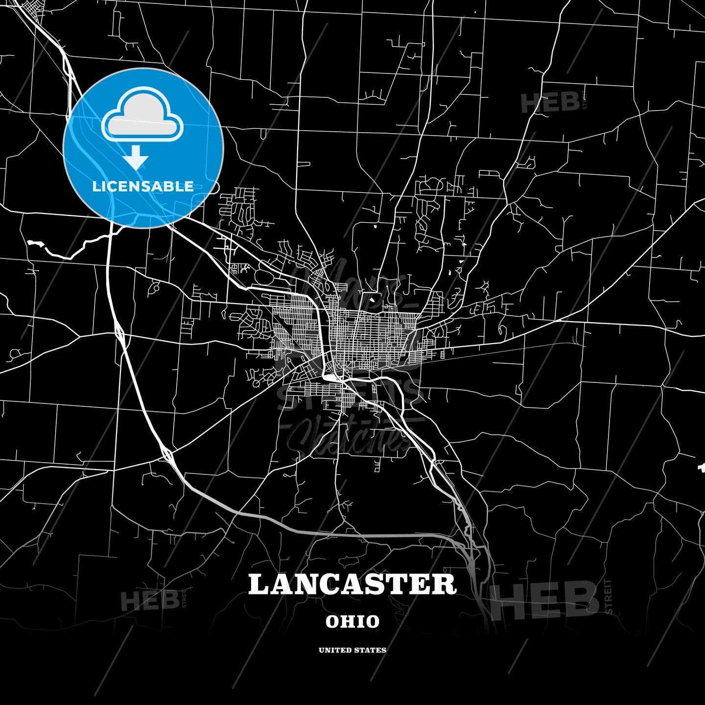 Lancaster, Ohio, USA map