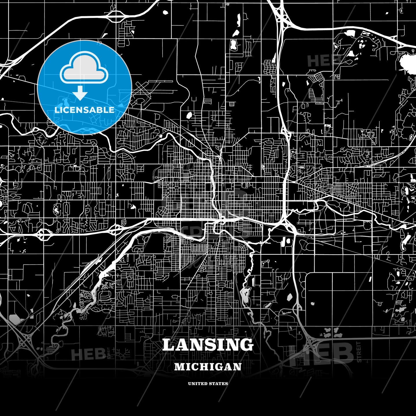 Lansing, Michigan, USA map