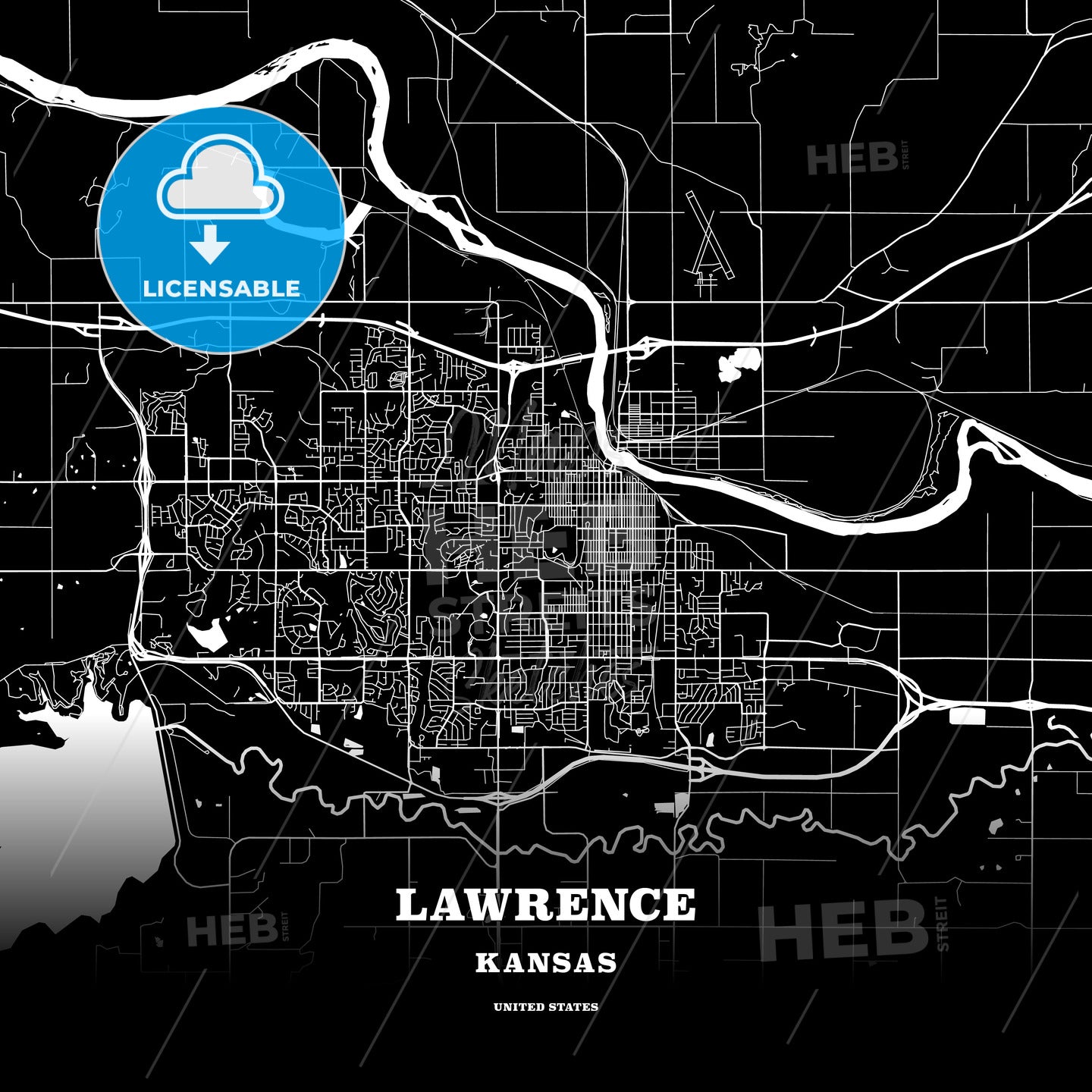 Lawrence, Kansas, USA map