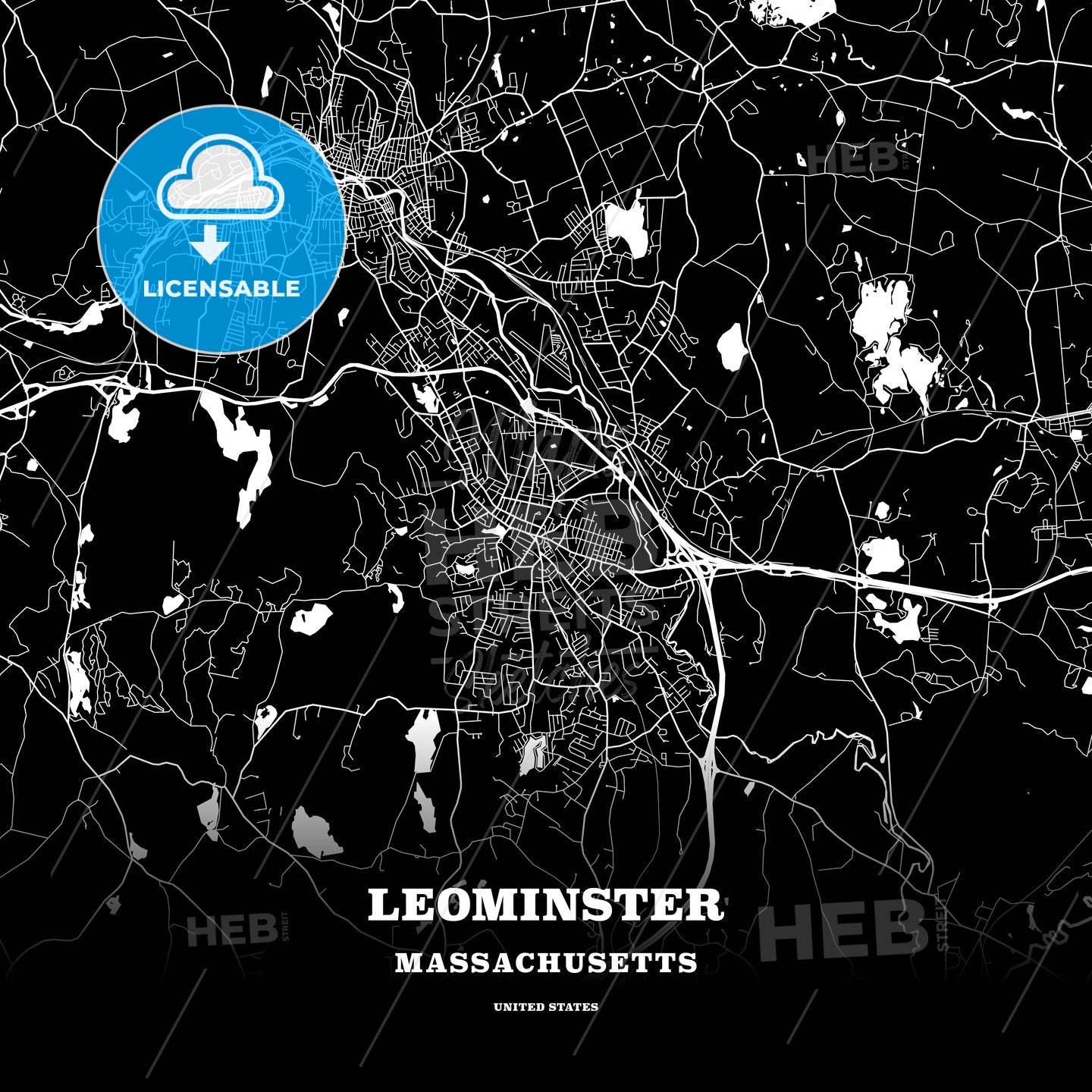Leominster, Massachusetts, USA map