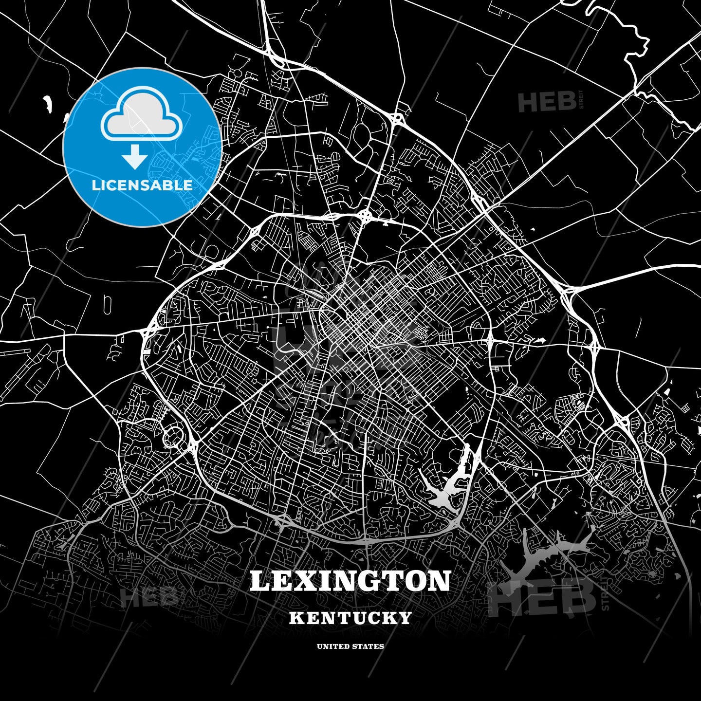Black Map Poster Template Of Lexington Kentucky Usa HEBSTREITS Black Map Poster Template Of Lexington Kentucky 171039 