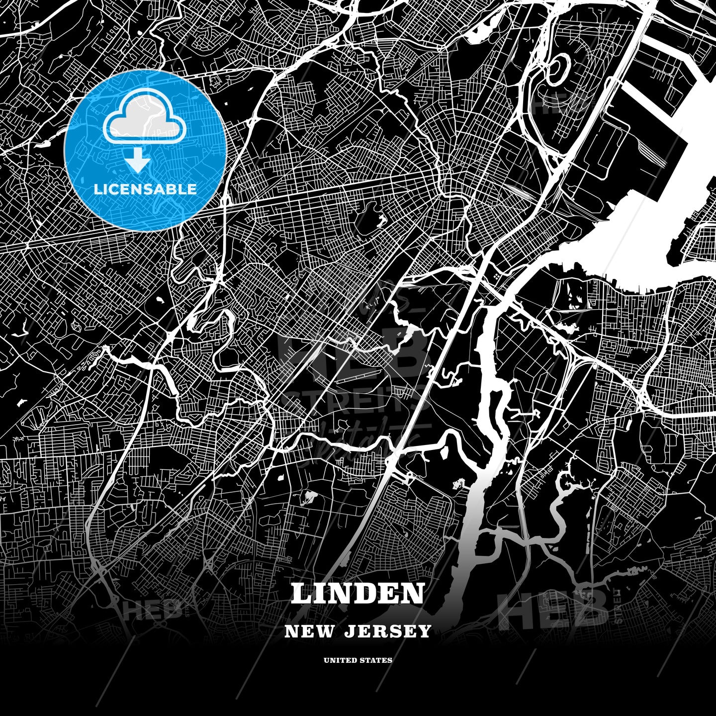 Linden, New Jersey, USA map