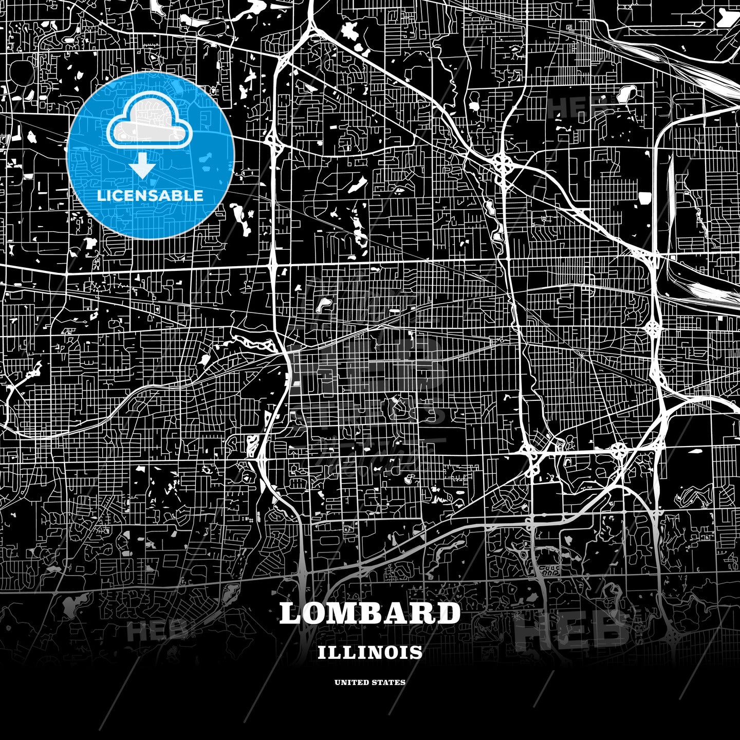 Lombard, Illinois, USA map